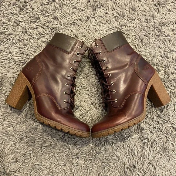 Timberland Women’s Tillston 6 Inch Boot In Burgundy Full Grain Size 9 Lace Up - Picture 7 of 16